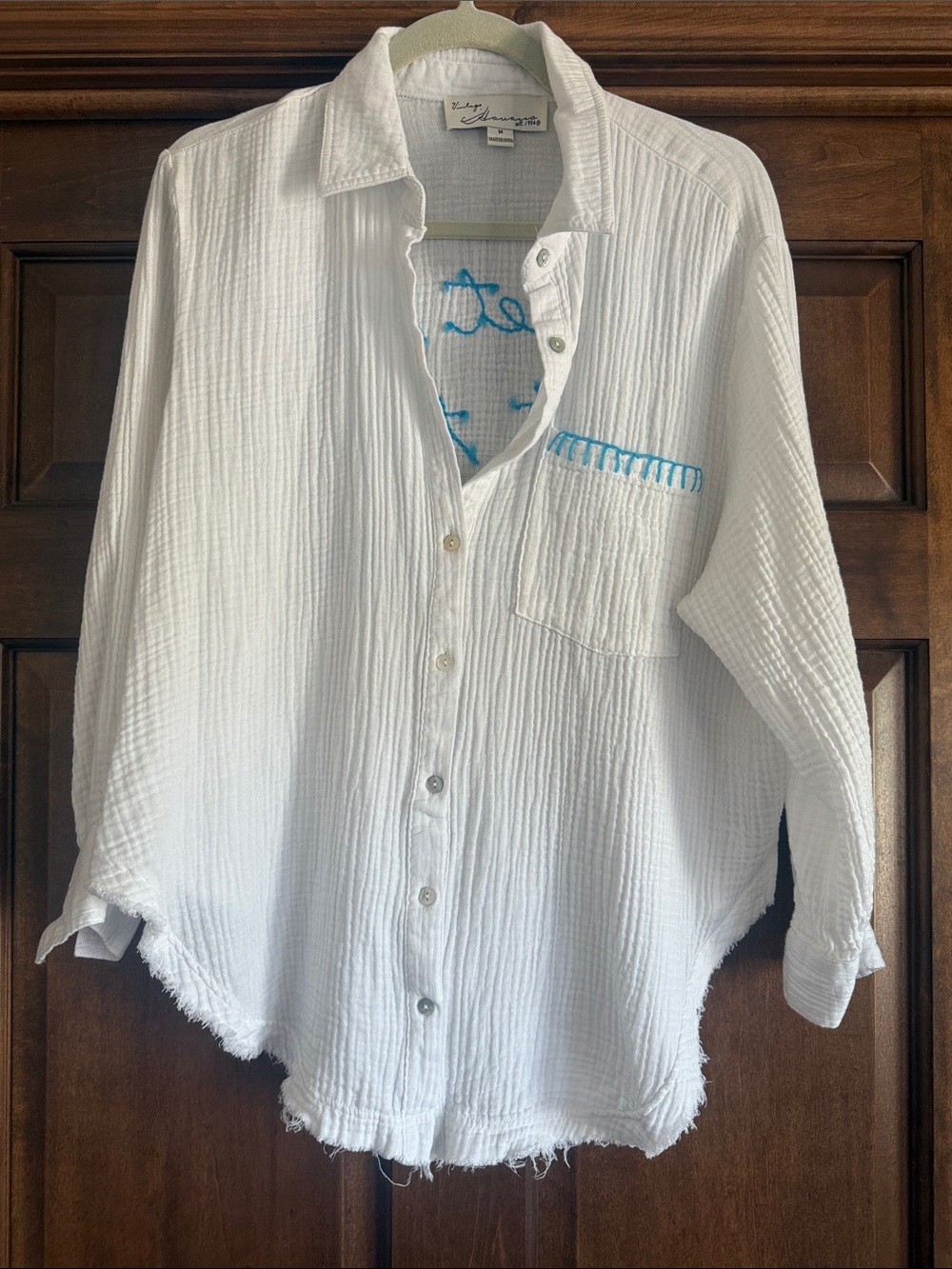 Vintage Havana "Meet Me at the Beach" Gauze Shirt -M - Picture 7 of 7